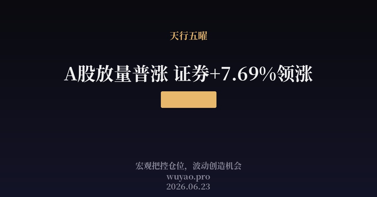 A股放量普涨 证券+7.69%领涨