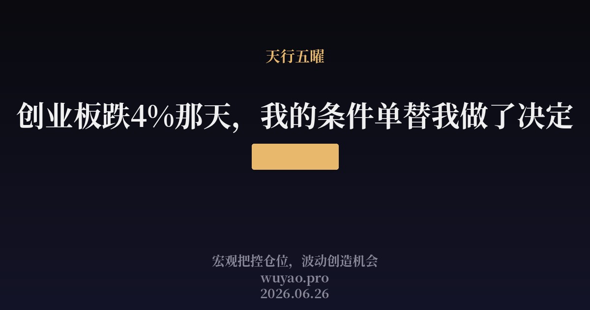 创业板跌4%那天，我的条件单替我做了决定