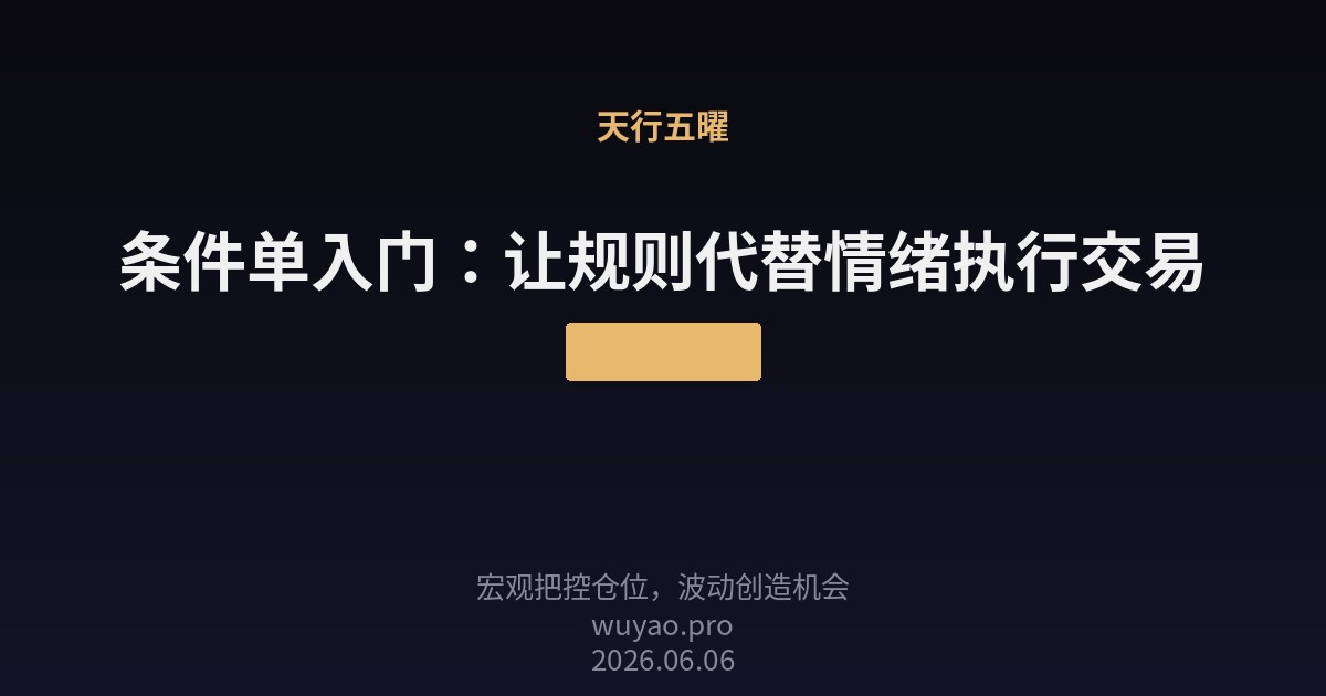 条件单入门:让规则代替情绪执行交易