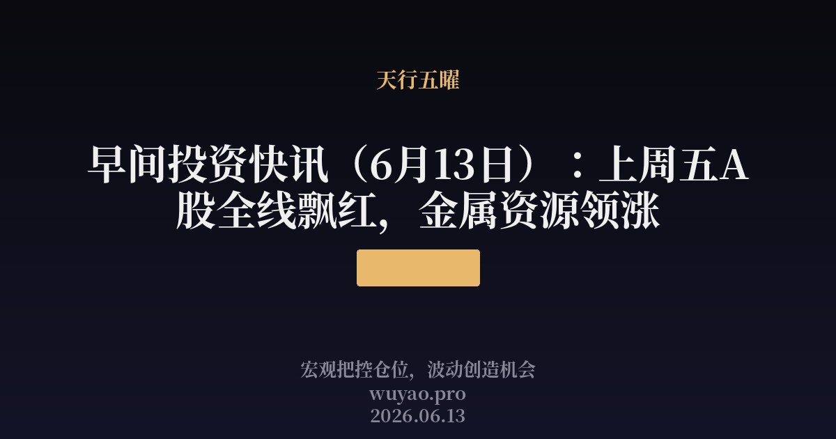 早间投资快讯(6月13日)