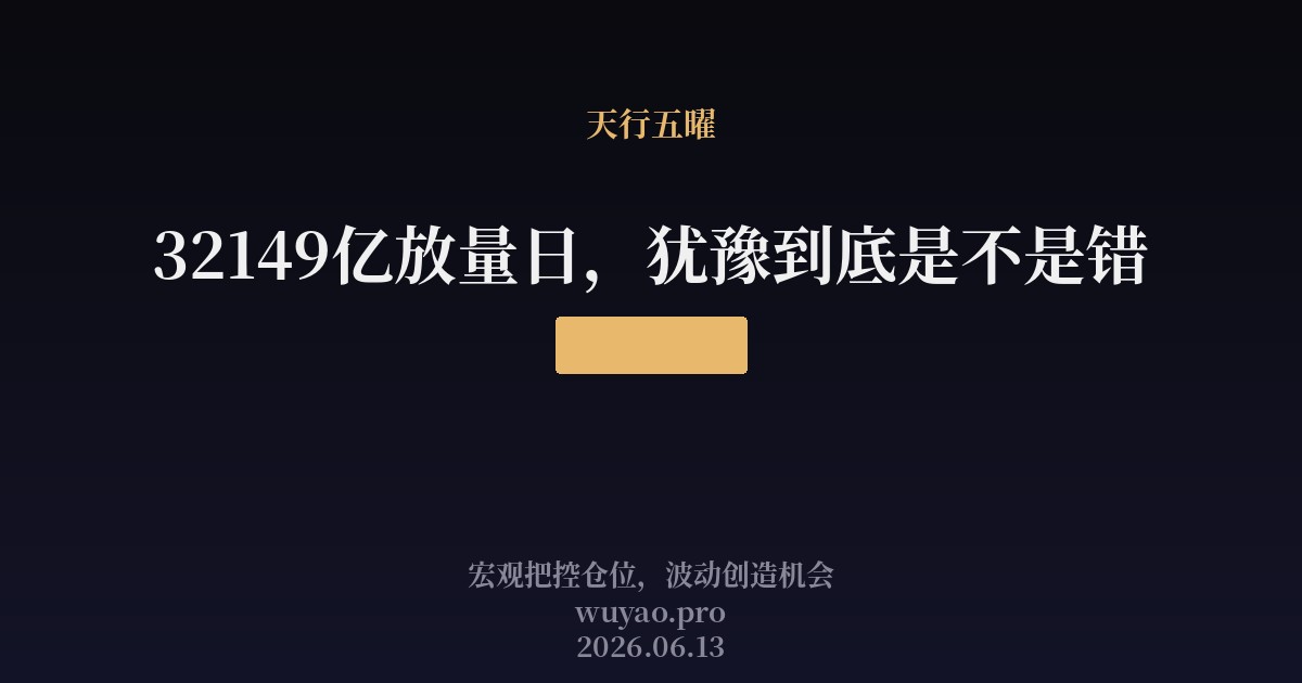 32149亿放量日,犹豫到底是不是错