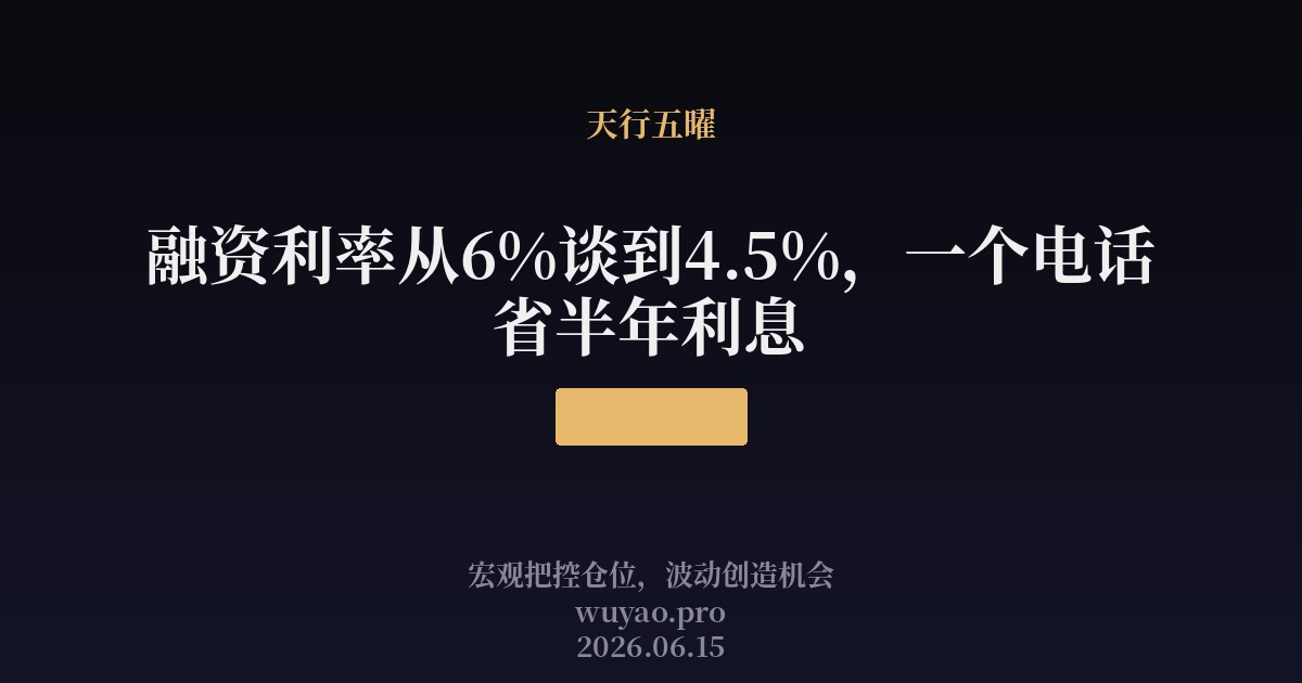 融资利率从6%谈到4.5%，一个电话省半年利息