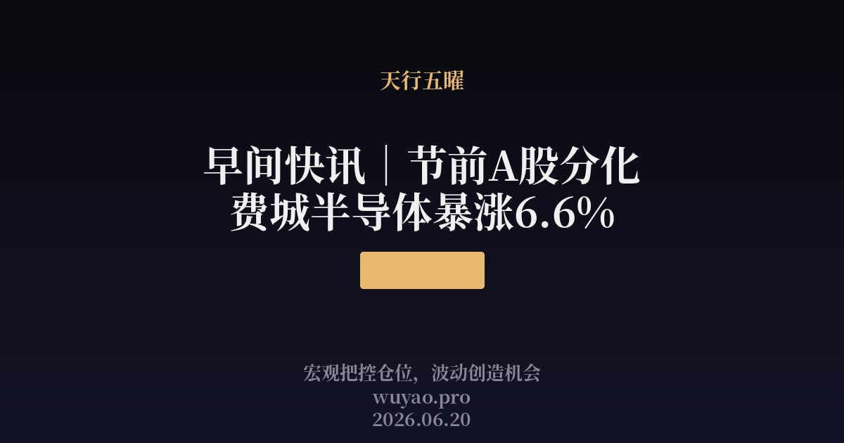 早间快讯|节前A股分化 费城半导体暴涨6.6%