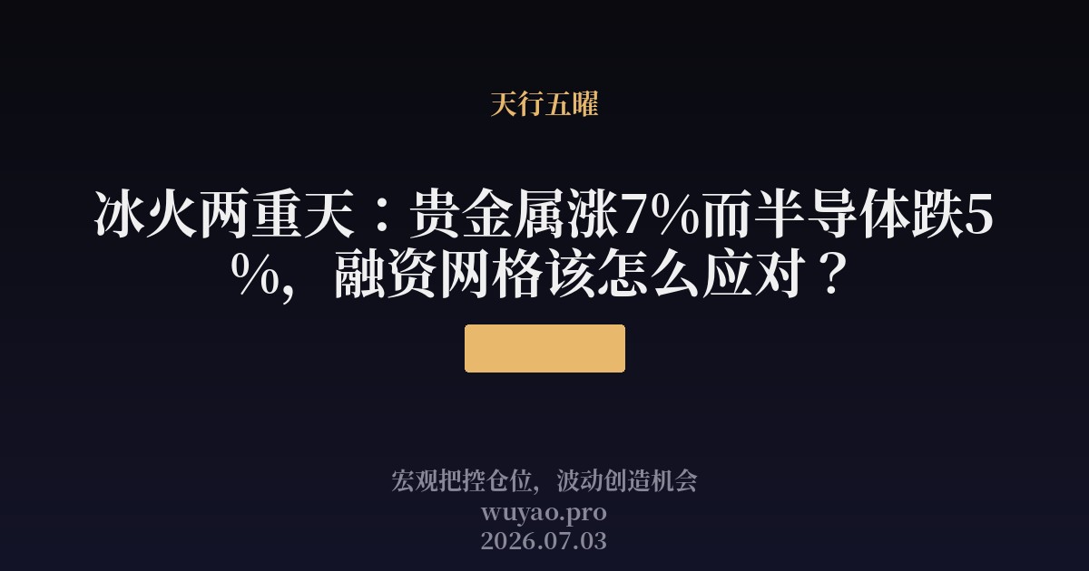 冰火两重天：贵金属涨7%而半导体跌5%，融资网格该怎么应对？