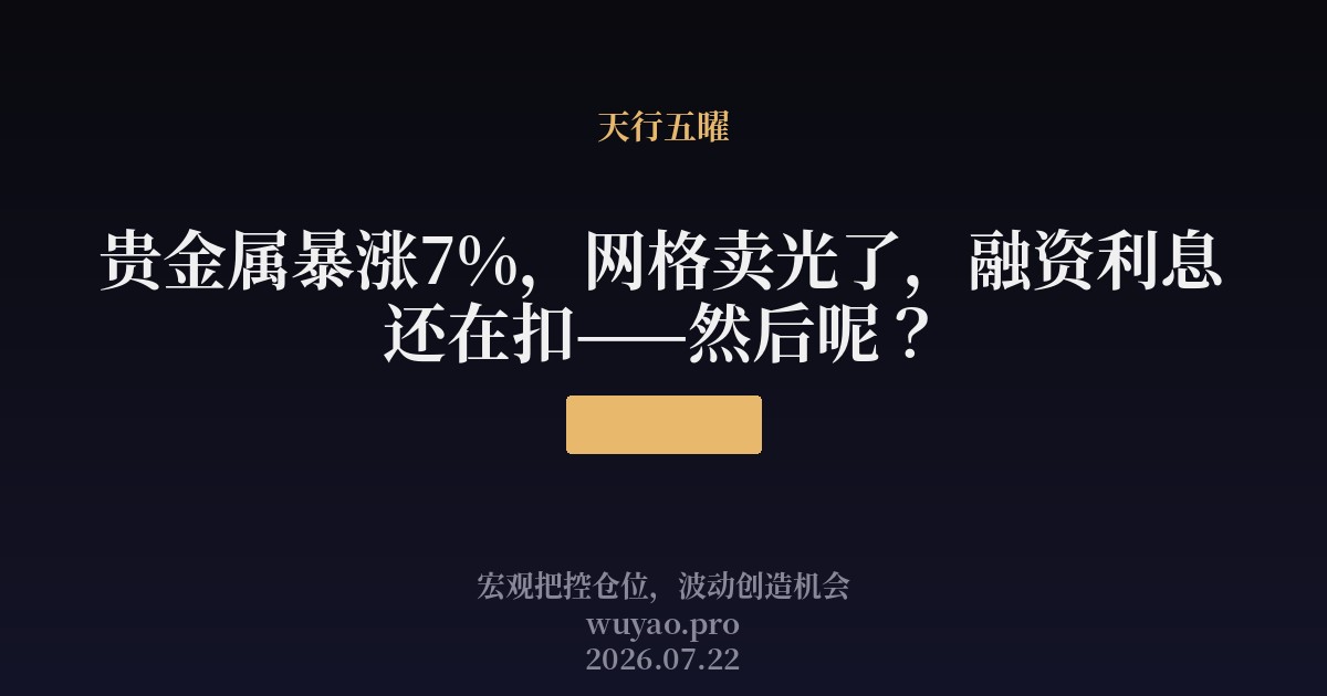 贵金属暴涨7%,网格卖光了,融资利息还在扣——然后呢?