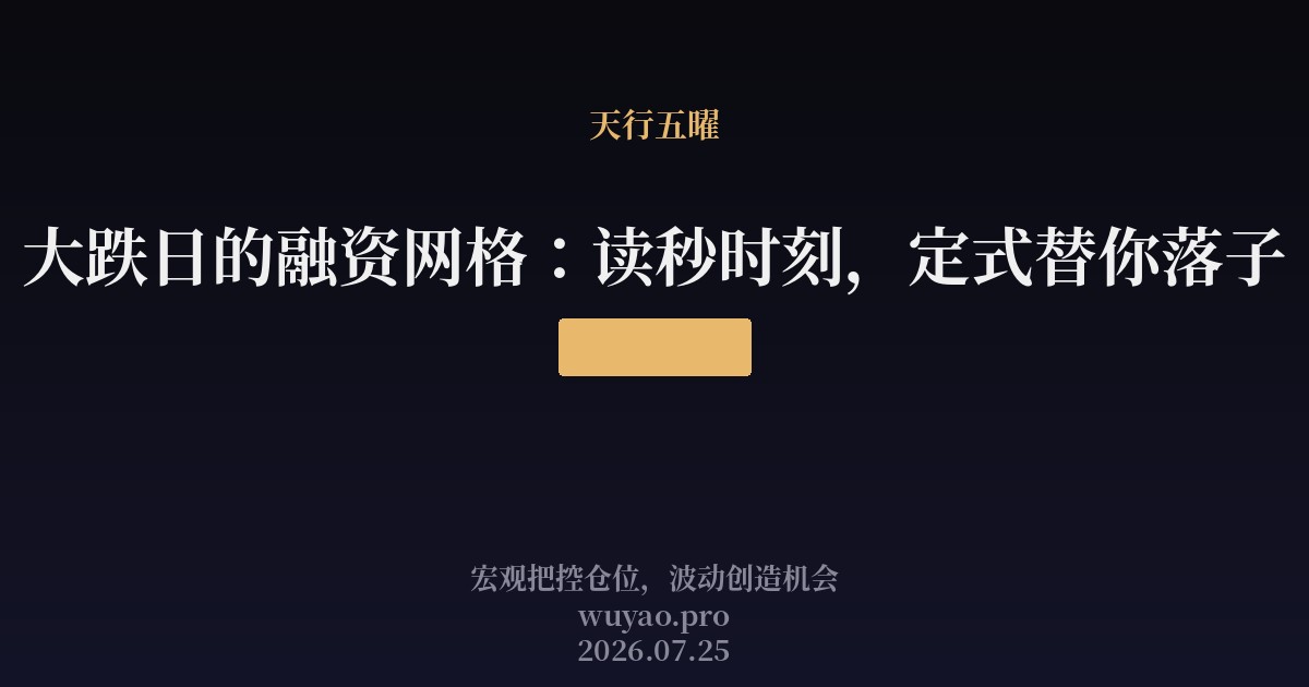 大跌日的融资网格：读秒时刻，定式替你落子
