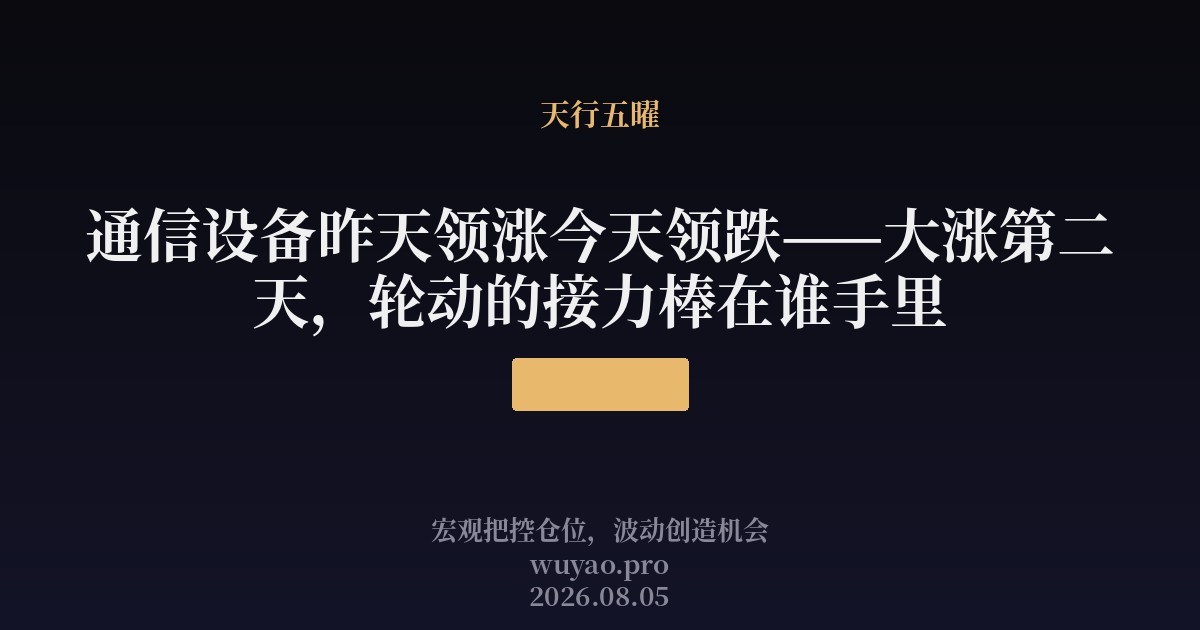 通信设备昨天领涨今天领跌——大涨第二天,轮动的接力棒在谁手里