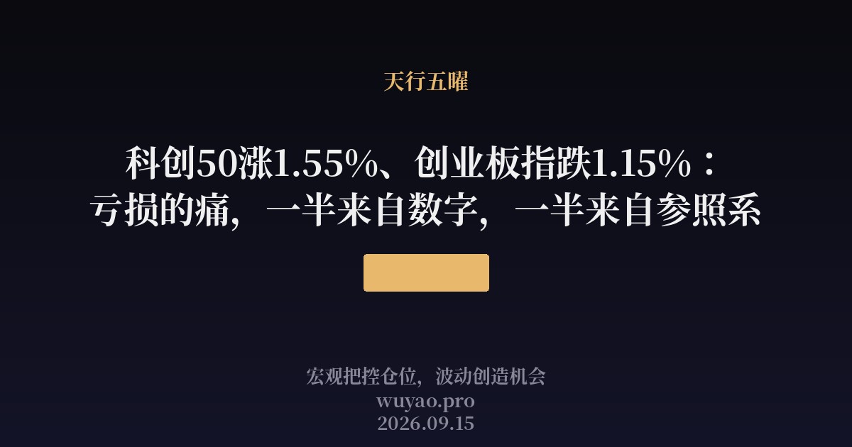 科创50涨1.55%、创业板指跌1.15%:亏损的痛,一半来自数字,一半来自参照系