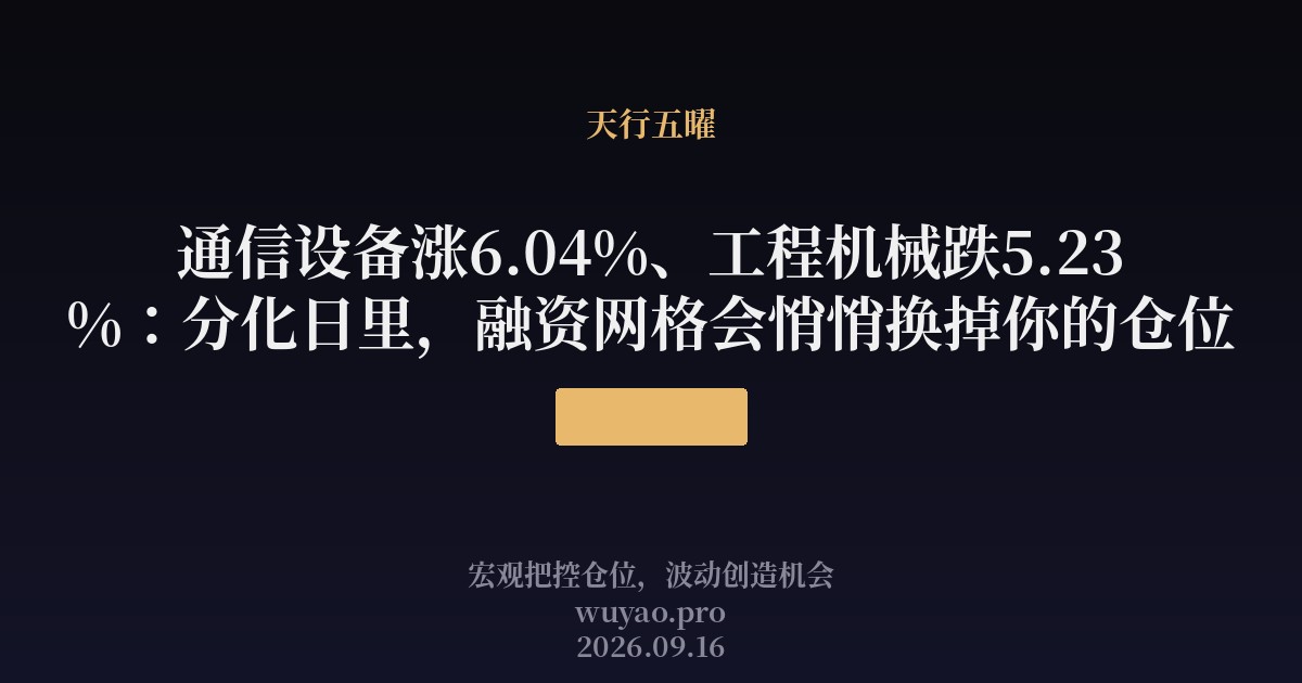 通信设备涨6.04%、工程机械跌5.23%：分化日里，融资网格会悄悄换掉你的仓位