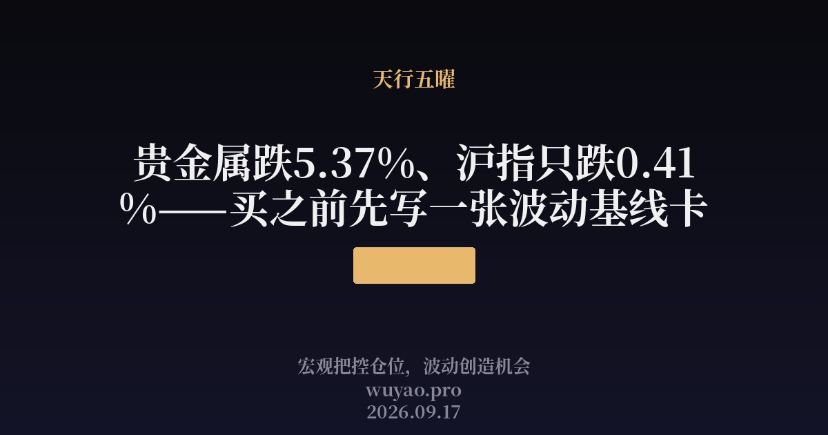 贵金属跌5.37%、沪指只跌0.41%——买之前先写一张波动基线卡