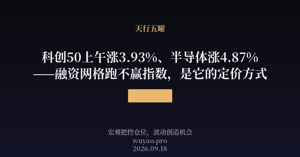 科创50上午涨3.93%、半导体涨4.87%——融资网格跑不赢指数，是它的定价方式