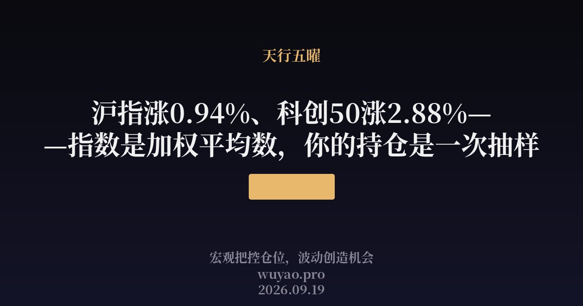 沪指涨0.94%、科创50涨2.88%——指数是加权平均数,你的持仓是一次抽样