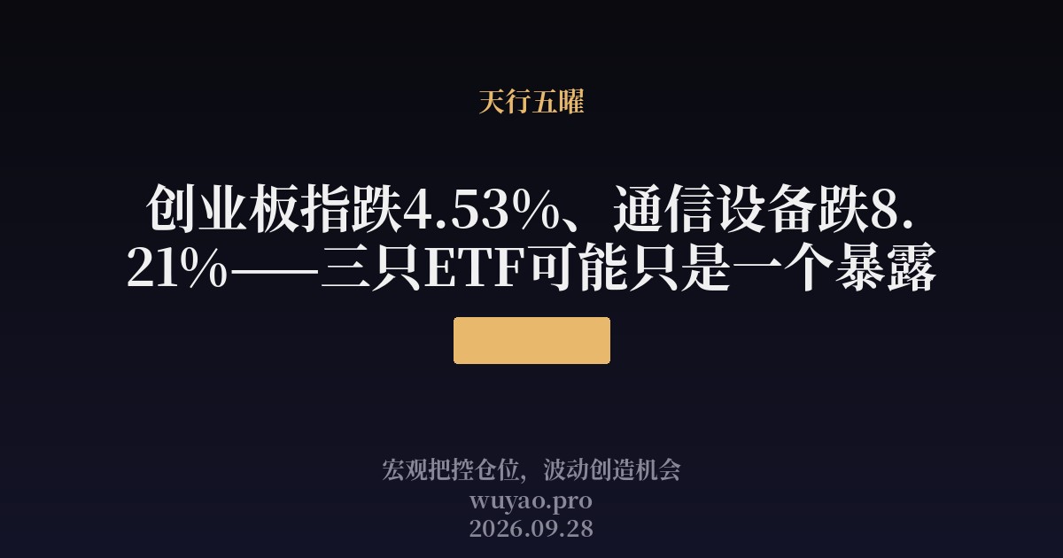 创业板指跌4.53%、通信设备跌8.21%——三只ETF可能只是一个暴露