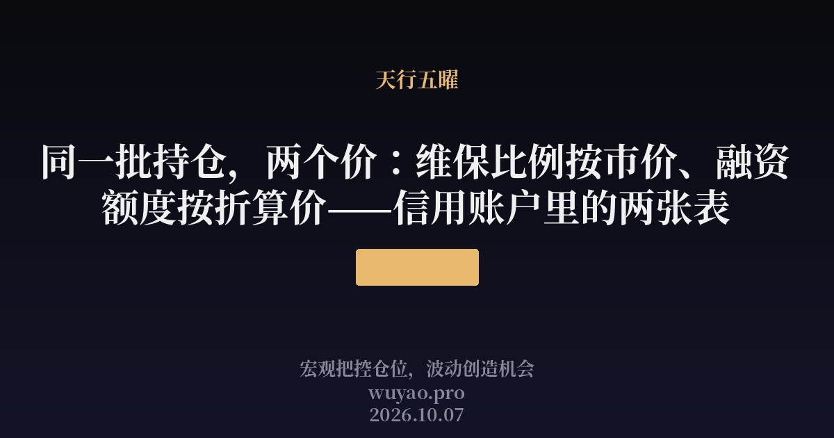 同一批持仓，两个价：维保比例按市价、融资额度按折算价——信用账户里的两张表