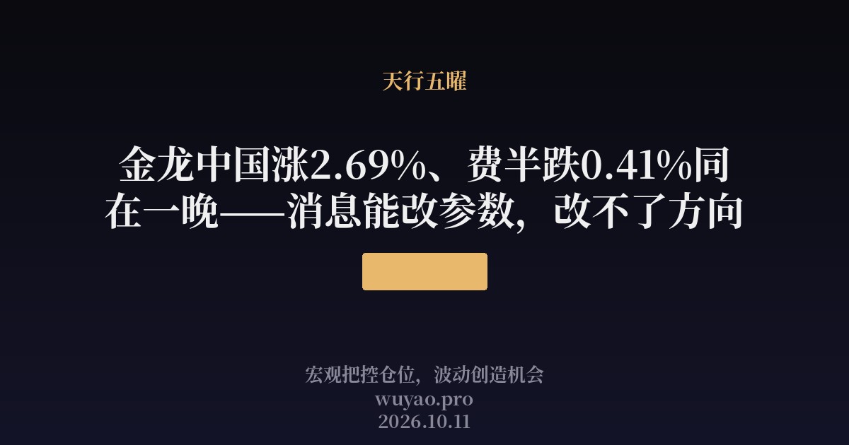 金龙中国涨2.69%、费半跌0.41%同在一晚——消息能改参数,改不了方向