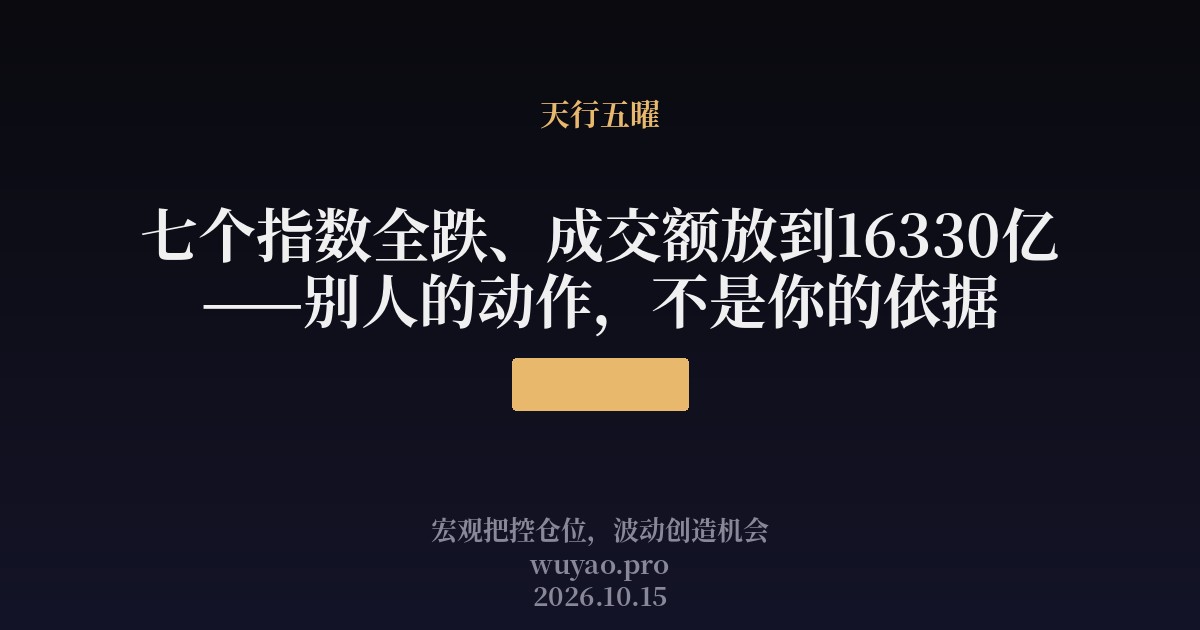 七个指数全跌、成交额放到16330亿——别人的动作,不是你的依据