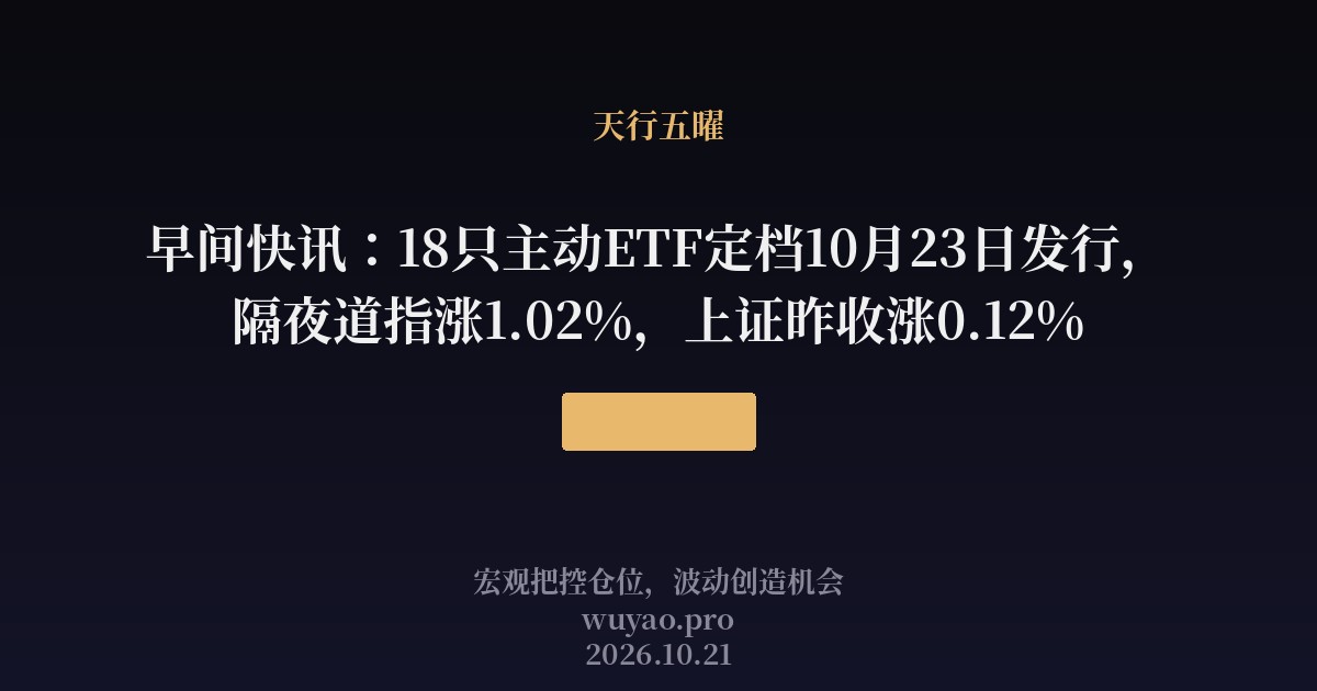 早间快讯：主动ETF定档发行与隔夜市场回顾