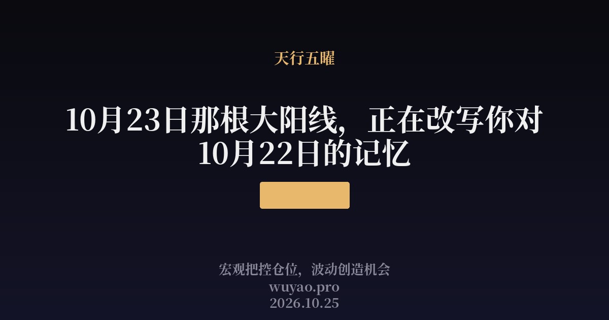 10月23日那根大阳线,正在改写你对10月22日的记忆