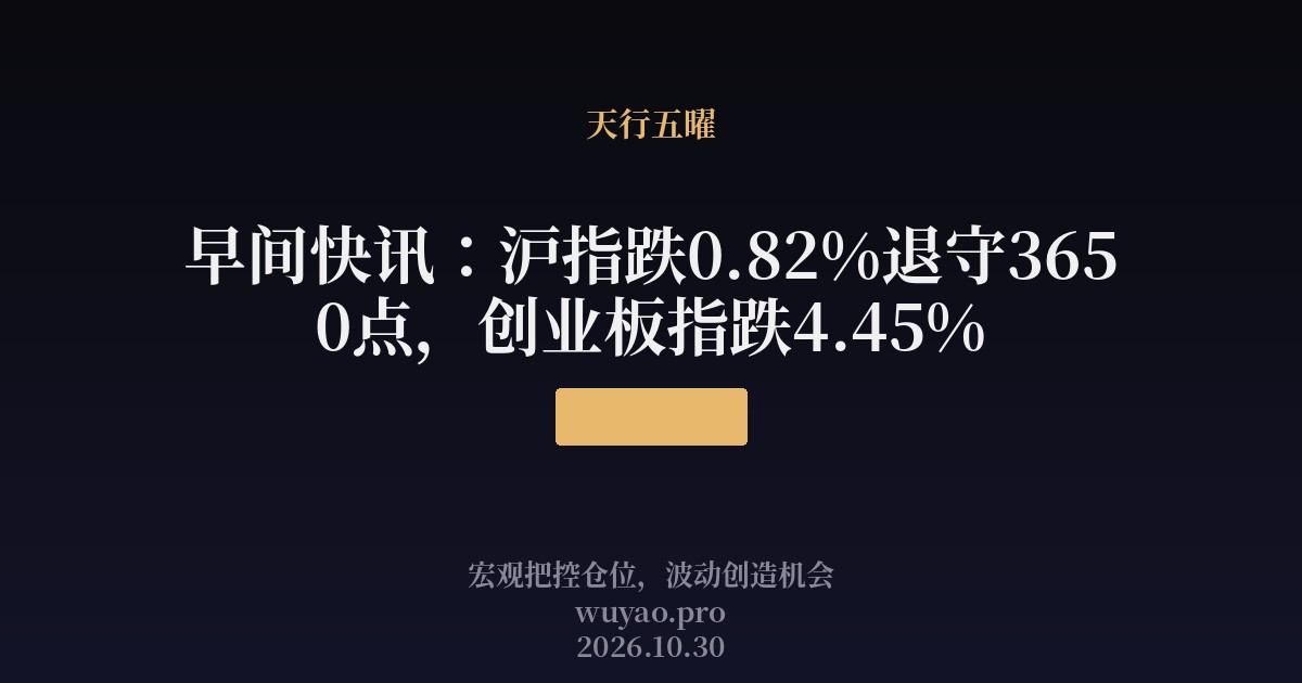 早间快讯 10月30日